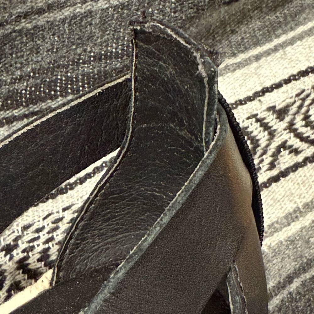 Sorel Black Leather Espadrille Wedge Sandals with Cream Rope Sole - Picture 11 of 11